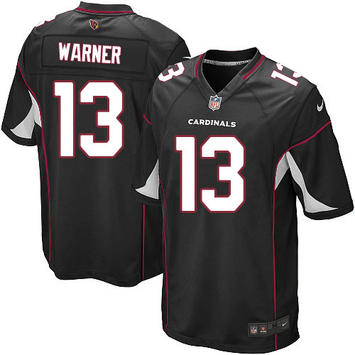 Men's Game Kurt Warner Nike Jersey Black Alternate - #13 NFL Arizona Cardinals